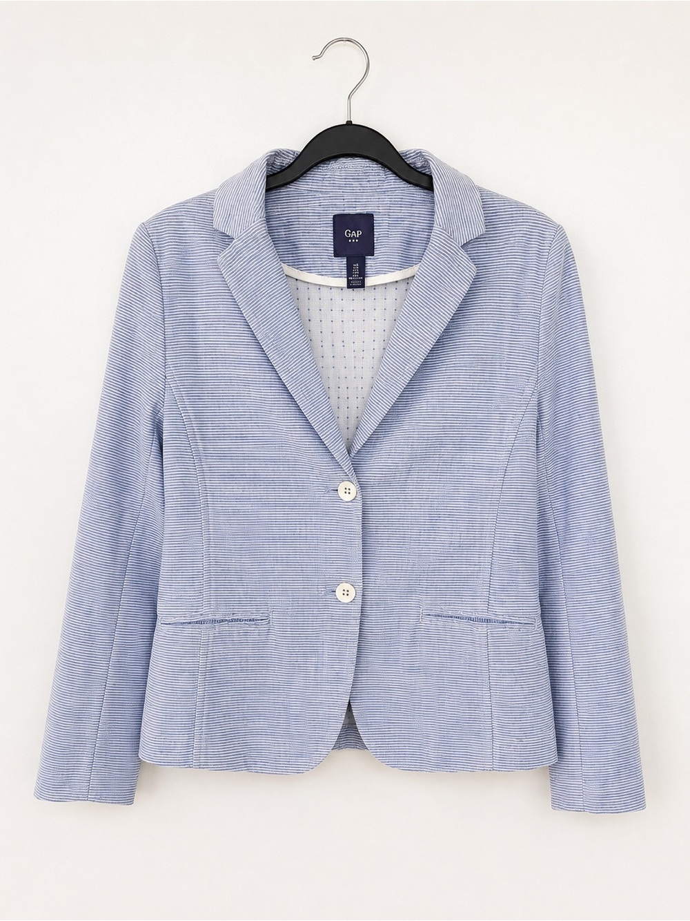 GAP 100% Cotton Blue Striped Blazer Jacket Tailored Lightweight Women’s Size 8